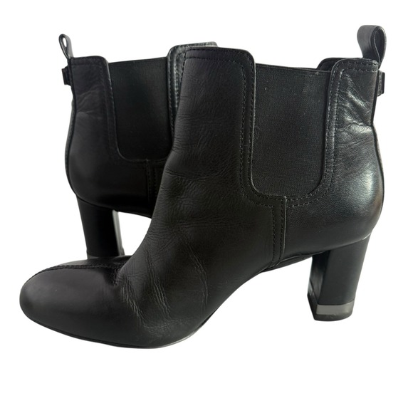 Tory Burch April Black Leather Ankle Boots Gunmetal Hardware Women's Size 7.5 - Picture 7 of 10